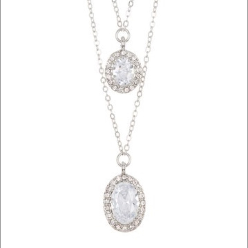 Carolee Double Strand Crystal Pendant Necklace
